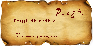 Patyi Árpád névjegykártya