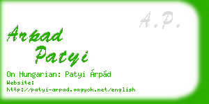 arpad patyi business card
