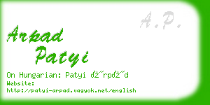 arpad patyi business card
